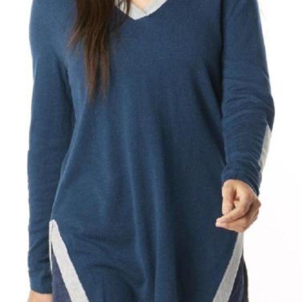 Smartwool Merino Sweater Shadow Pine Teal Blue Gray Long Sleeve V Neck  Tunic XS